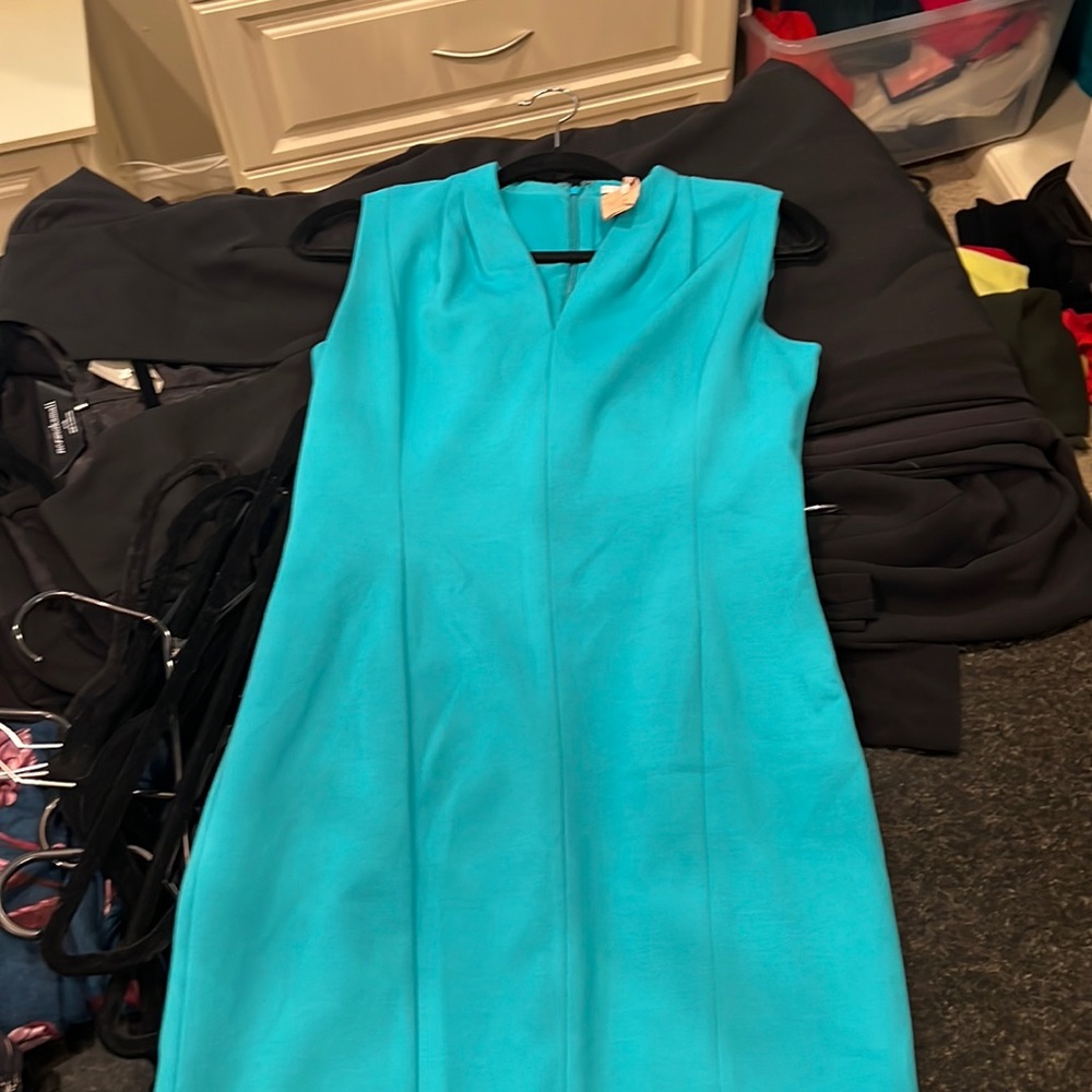 Blue V-Neck Tahari sheath dress